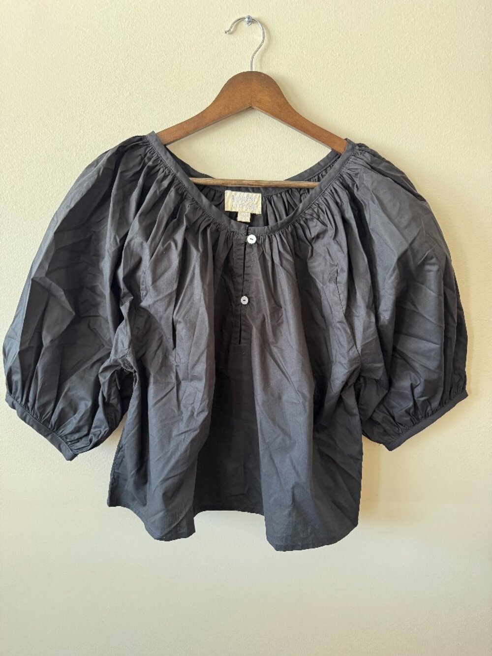 Honest Cotton Black Puff Sleeve Blouse - 100% Cotton